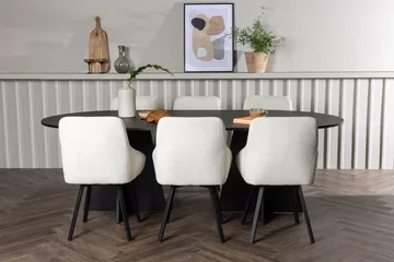 Oval matgrupp Venture Home Beige Svart 6st - Møbler - Borde - Spisebordssæt