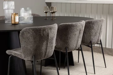 Oval matgrupp Venture Home Beige Svart 6st - Møbler - Borde - Spisebordssæt