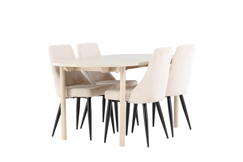 Oval matgrupp Venture Home Beige Vitputsad 4st - Møbler - Borde - Spisebordssæt