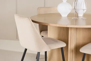 Oval matgrupp Venture Home Beige Vitputsad 4st - Møbler - Borde - Spisebordssæt