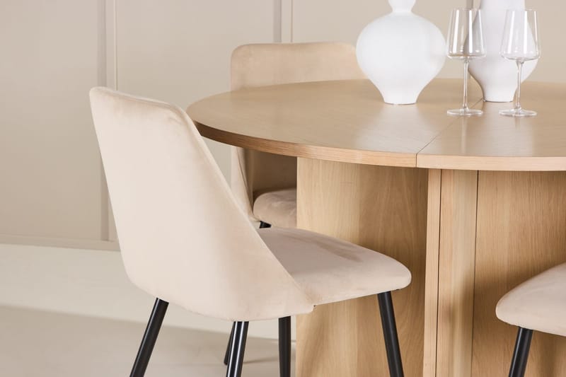 Oval matgrupp Venture Home Beige Vitputsad 4st - Møbler - Borde - Spisebordssæt