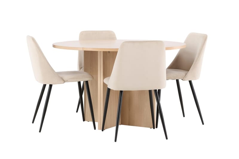 Oval matgrupp Venture Home Beige Vitputsad 4st - Møbler - Borde - Spisebordssæt