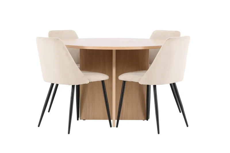 Oval matgrupp Venture Home Beige Vitputsad 4st - Møbler - Borde - Spisebordssæt