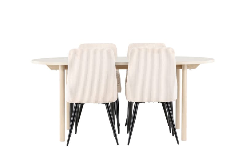 Oval matgrupp Venture Home Beige Vitputsad 4st - Møbler - Borde - Spisebordssæt