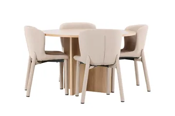 Oval matgrupp Venture Home Beige Vitputsad 4st - Møbler - Borde - Spisebordssæt