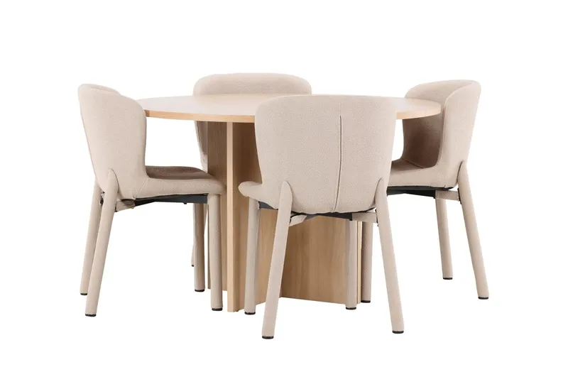 Oval matgrupp Venture Home Beige Vitputsad 4st - Møbler - Borde - Spisebordssæt