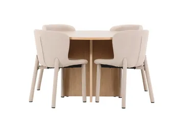 Oval matgrupp Venture Home Beige Vitputsad 4st - Møbler - Borde - Spisebordssæt