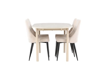 Oval matgrupp Venture Home Beige Vitputsad 4st - Møbler - Borde - Spisebordssæt