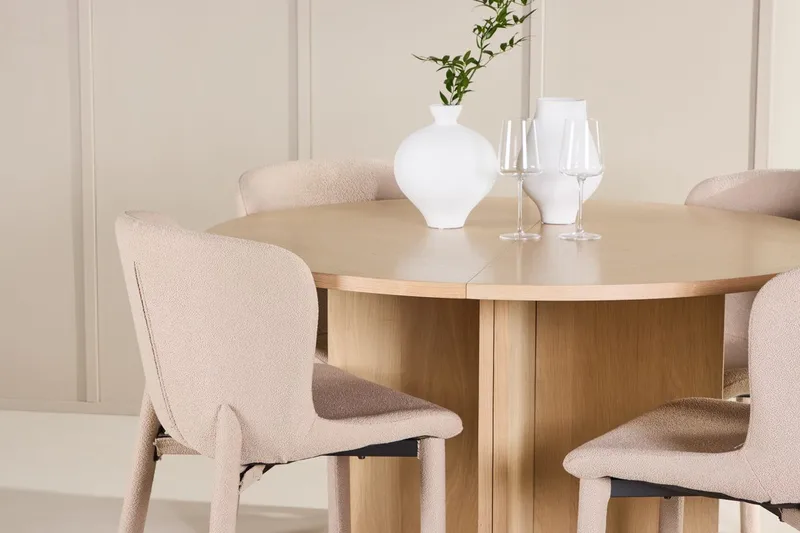 Oval matgrupp Venture Home Beige Vitputsad 4st - Møbler - Borde - Spisebordssæt