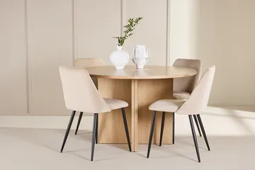 Oval matgrupp Venture Home Beige Vitputsad 4st - Møbler - Borde - Spisebordssæt