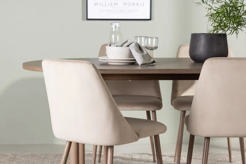 Oval matgrupp Venture Home Brun Natur 4st - Møbler - Borde - Spisebordssæt