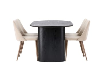 Oval matgrupp Venture Home Brun Svart 4st - Møbler - Borde - Spisebordssæt