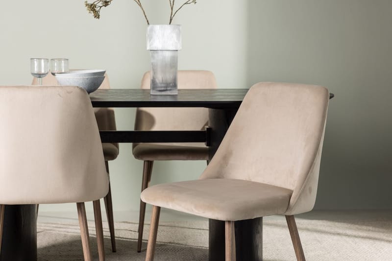 Oval matgrupp Venture Home Brun Svart 4st - Møbler - Borde - Spisebordssæt