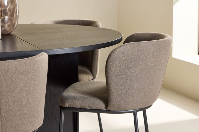 Oval matgrupp Venture Home Brun Svart 6st - Møbler - Borde - Spisebordssæt