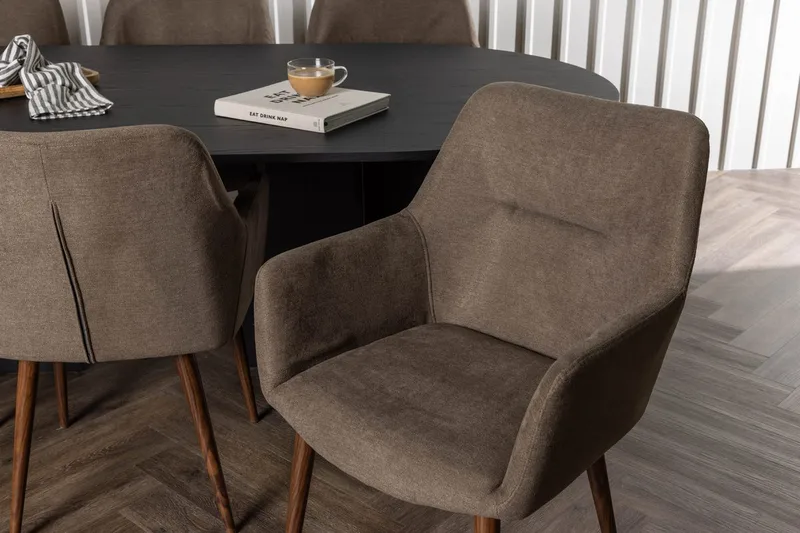 Oval matgrupp Venture Home Brun Svart 6st - Møbler - Borde - Spisebordssæt