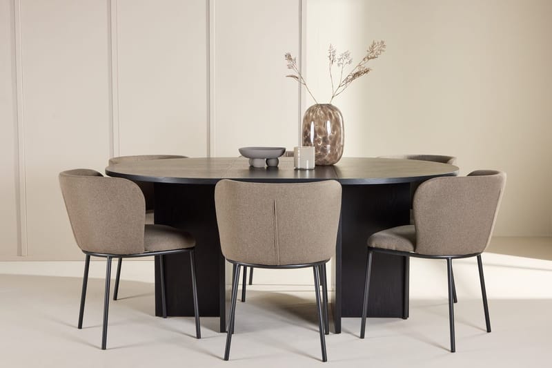 Oval matgrupp Venture Home Brun Svart 6st