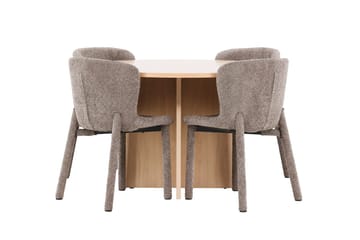 Oval matgrupp Venture Home Brun Vitputsad 4st - Møbler - Borde - Spisebordssæt