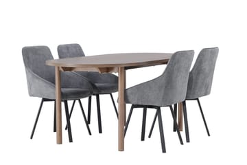 Oval matgrupp Venture Home Grå Natur 4st - Møbler - Borde - Spisebordssæt