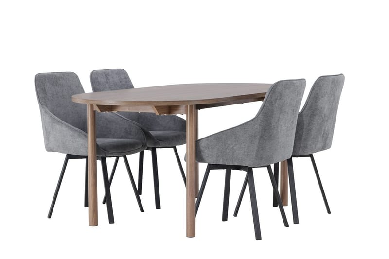 Oval matgrupp Venture Home Grå Natur 4st - Møbler - Borde - Spisebordssæt