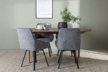 Oval matgrupp Venture Home Grå Natur 4st - Møbler - Borde - Spisebordssæt