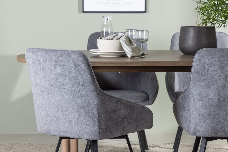 Oval matgrupp Venture Home Grå Natur 4st - Møbler - Borde - Spisebordssæt