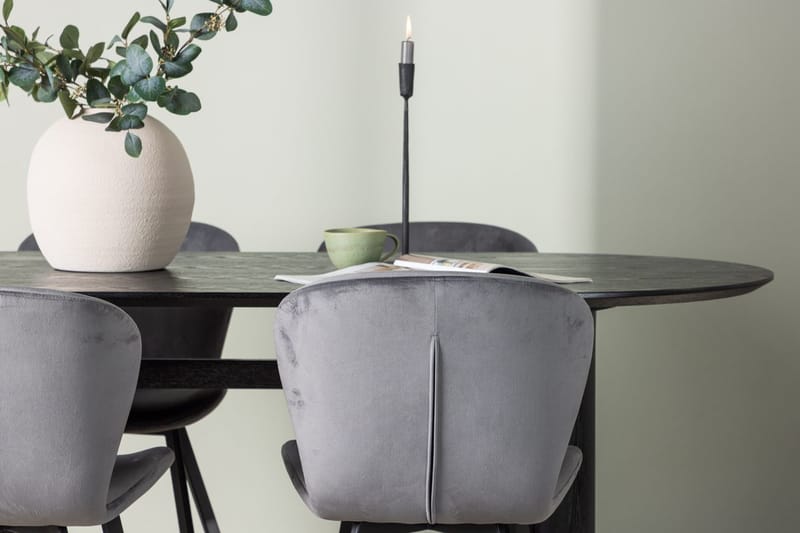 Oval matgrupp Venture Home Grå Svart 4st - Møbler - Borde - Spisebordssæt