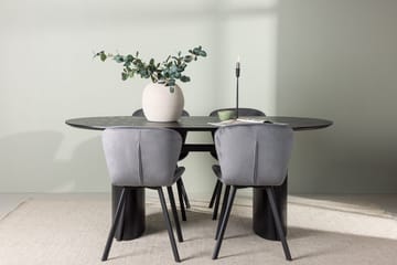 Oval matgrupp Venture Home Grå Svart 4st - Møbler - Borde - Spisebordssæt