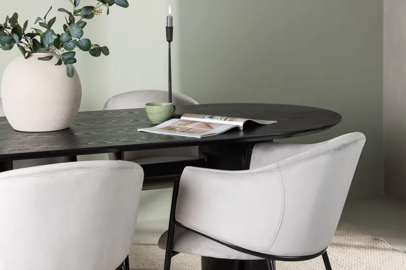 Oval matgrupp Venture Home Grå Svart 4st - Møbler - Borde - Spisebordssæt