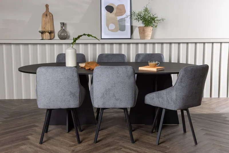 Oval matgrupp Venture Home Grå Svart 6st
