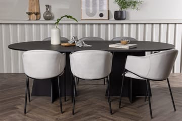 Oval matgrupp Venture Home Grå Svart 6st - Møbler - Borde - Spisebordssæt