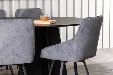 Oval matgrupp Venture Home Grå Svart 6st - Møbler - Borde - Spisebordssæt