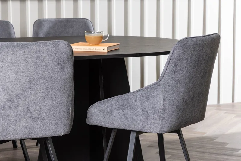 Oval matgrupp Venture Home Grå Svart 6st - Møbler - Borde - Spisebordssæt