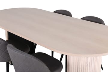 Oval matgrupp Venture Home Grå Vitputsad 4st - Møbler - Borde - Spisebordssæt