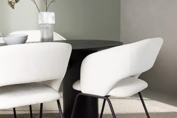 Oval matgrupp Venture Home Offwhite Svart 4st - Møbler - Borde - Spisebordssæt