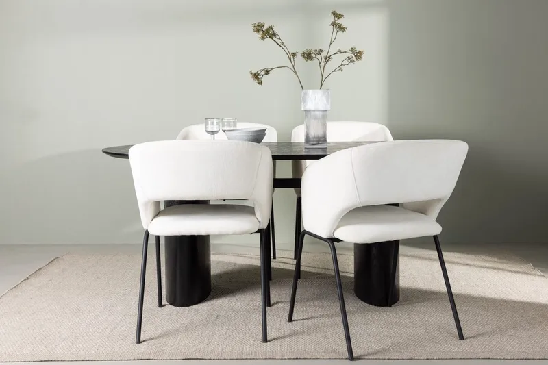 Oval matgrupp Venture Home Offwhite Svart 4st
