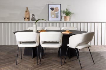 Oval matgrupp Venture Home Offwhite Svart 6st - Møbler - Borde - Spisebordssæt