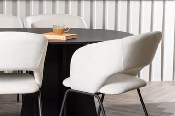 Oval matgrupp Venture Home Offwhite Svart 6st - Møbler - Borde - Spisebordssæt