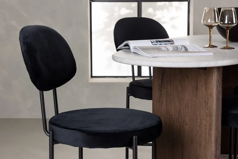 Oval matgrupp Venture Home Svart Ljusgrå 4st - Sort / lysegrå - Møbler - Borde - Spisebordssæt