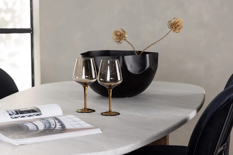Oval matgrupp Venture Home Svart Ljusgrå 4st - Sort / lysegrå - Møbler - Borde - Spisebordssæt
