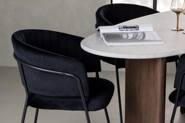 Oval matgrupp Venture Home Svart Ljusgrå 4st - Sort og lysegrå med mørkebrun ramme - Møbler - Borde - Spisebordssæt