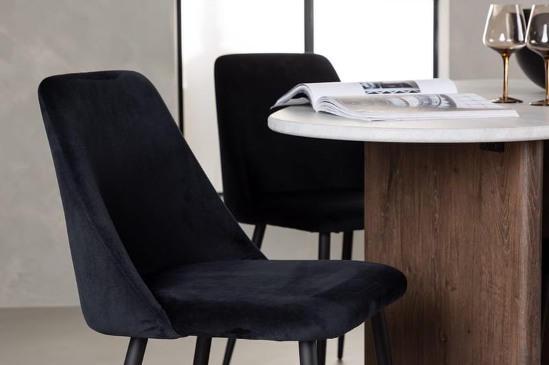 Oval matgrupp Venture Home Svart Ljusgrå 4st - Sort/Lysegrå - Møbler - Borde - Spisebordssæt