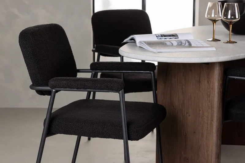 Oval matgrupp Venture Home Svart Ljusgrå 4st - Møbler - Borde - Spisebordssæt