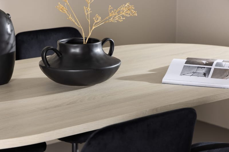 Oval matgrupp Venture Home Svart Ljust trä 4st - Møbler - Borde - Spisebordssæt