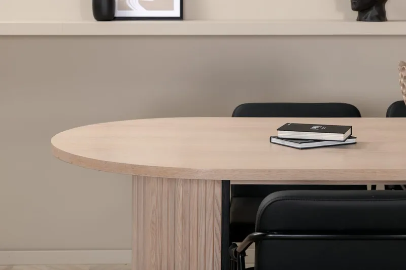 Oval matgrupp Venture Home Svart Ljust trä 4st - Møbler - Borde - Spisebordssæt