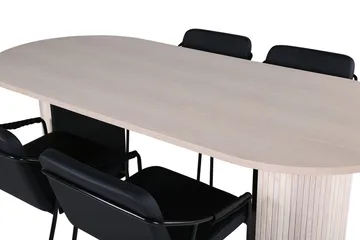 Oval matgrupp Venture Home Svart Ljust trä 4st - Møbler - Borde - Spisebordssæt