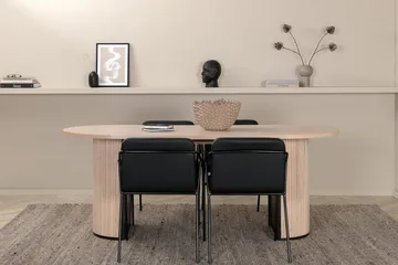 Oval matgrupp Venture Home Svart Ljust trä 4st - Møbler - Borde - Spisebordssæt