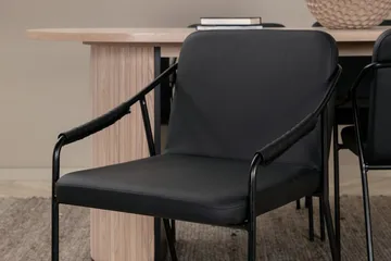 Oval matgrupp Venture Home Svart Ljust trä 4st - Møbler - Borde - Spisebordssæt
