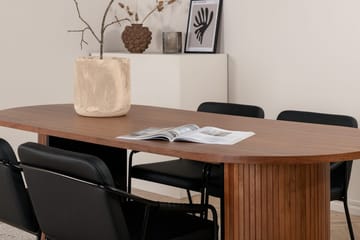 Oval matgrupp Venture Home Svart Mörkt trä 4st - Møbler - Borde - Spisebordssæt