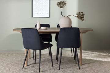 Oval matgrupp Venture Home Svart Mörkt trä 4st - Møbler - Borde - Spisebordssæt