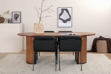 Oval matgrupp Venture Home Svart Mörkt trä 4st - Møbler - Borde - Spisebordssæt